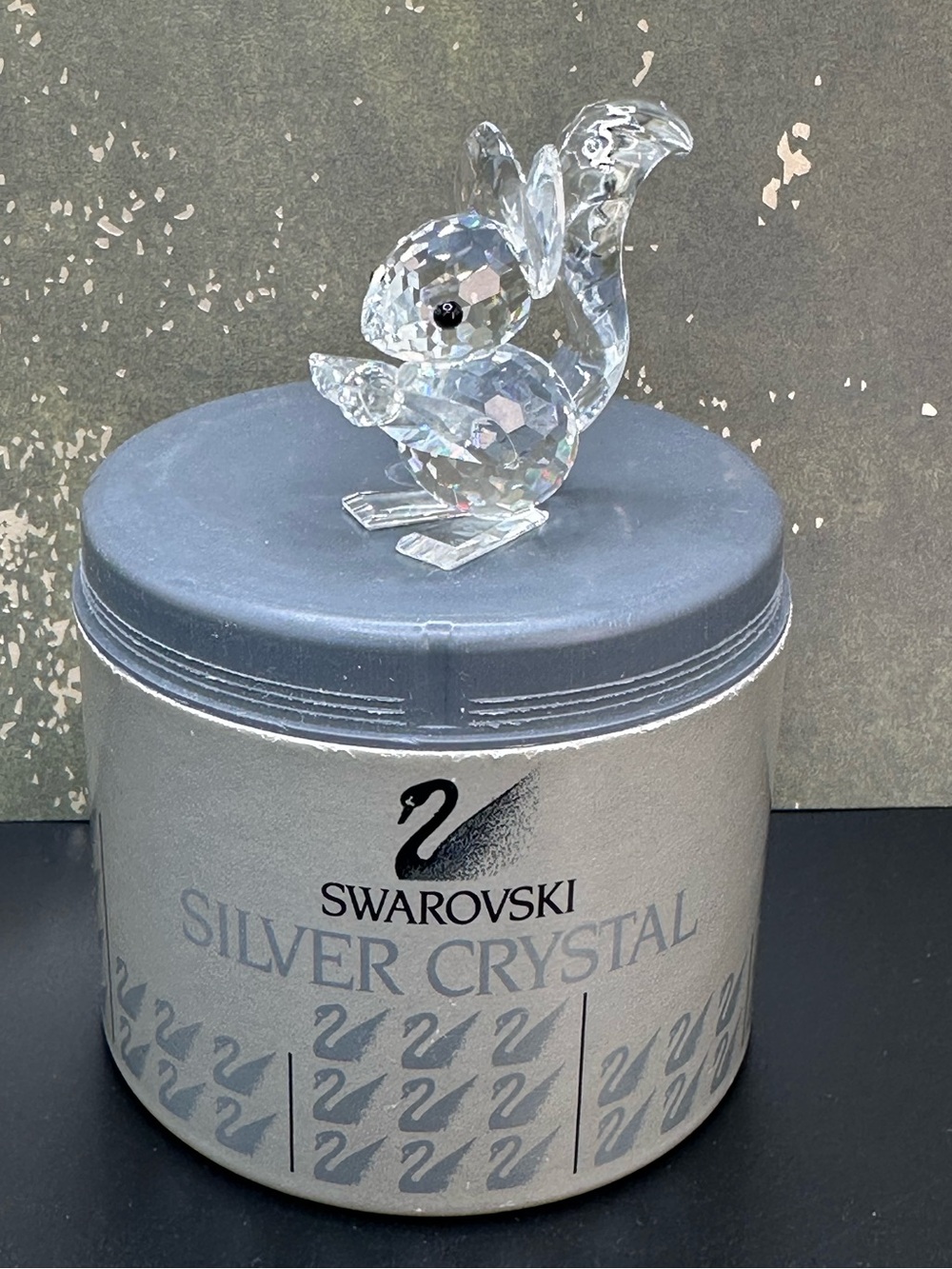 Retired Swarovski Silver Crystal Squirrel w/a nut from the "Woodland Friends”